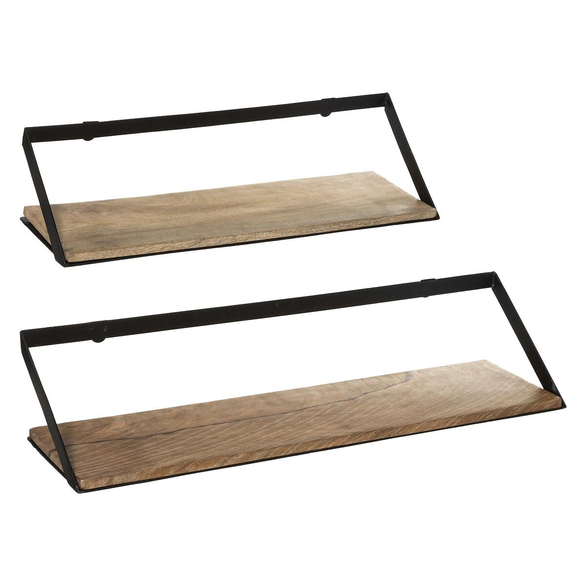 ETAGERE MURALE METAL BOIS X2 PIECES