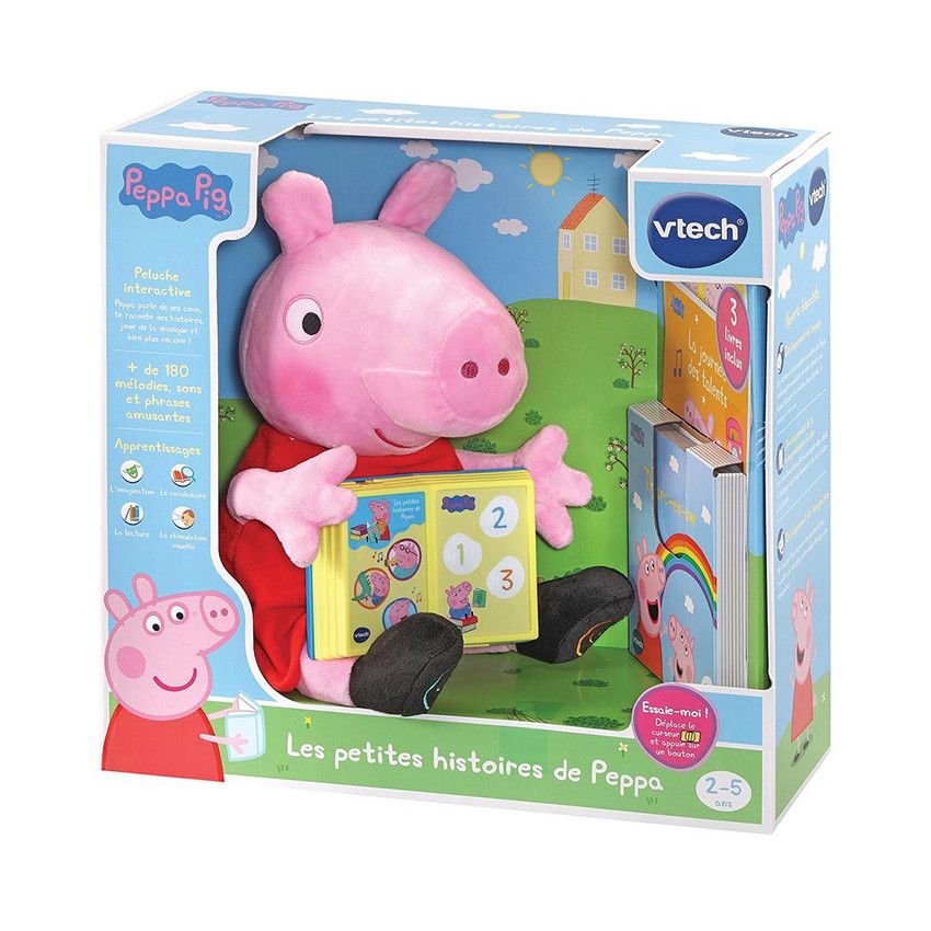 Peluche interactive et livres - Les petites histoires de Peppa - Ecru