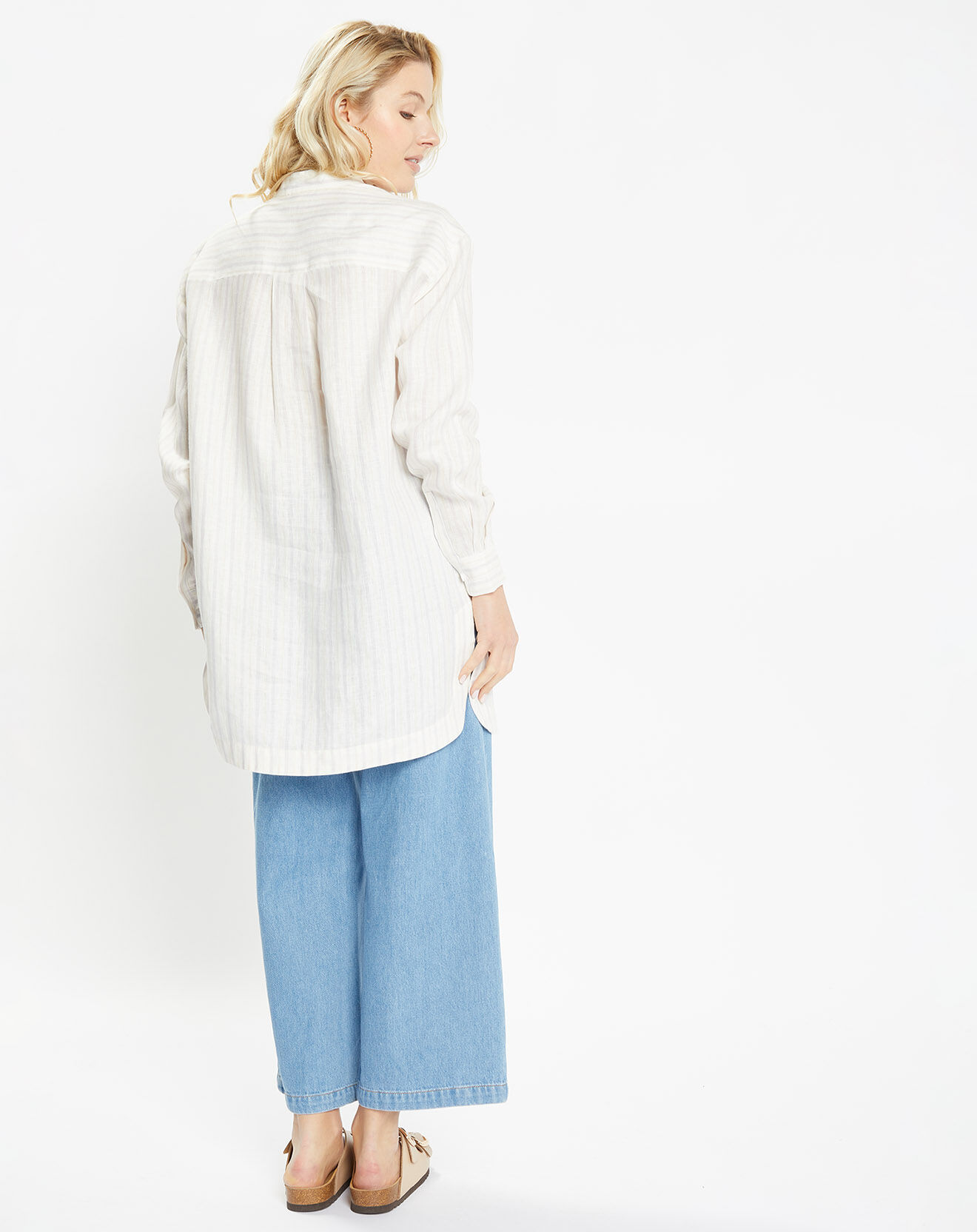 Jodhpur Chemise longue 100% Lin Midor blanche