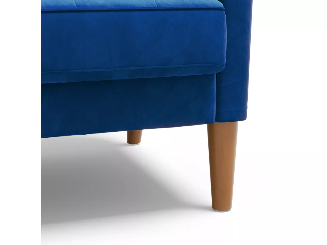 Canapé à 2 Places Scandinave,Mini Canapé à Bras Roulés en Velours Loveseat,Fauteuil Salon avec Accoudoirs,121x77x87cm - Bleu
