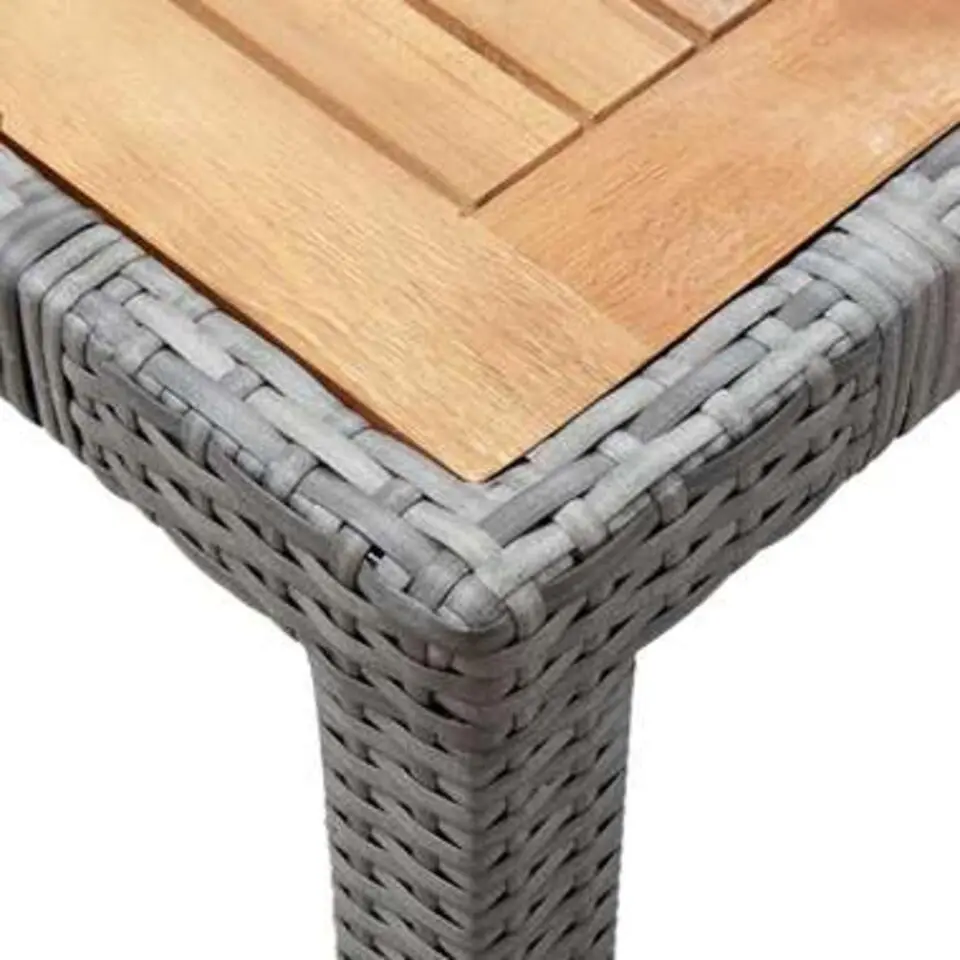 vidaXL - Tuinset - Grijs - Poly rattan - 90 cm tafellengte