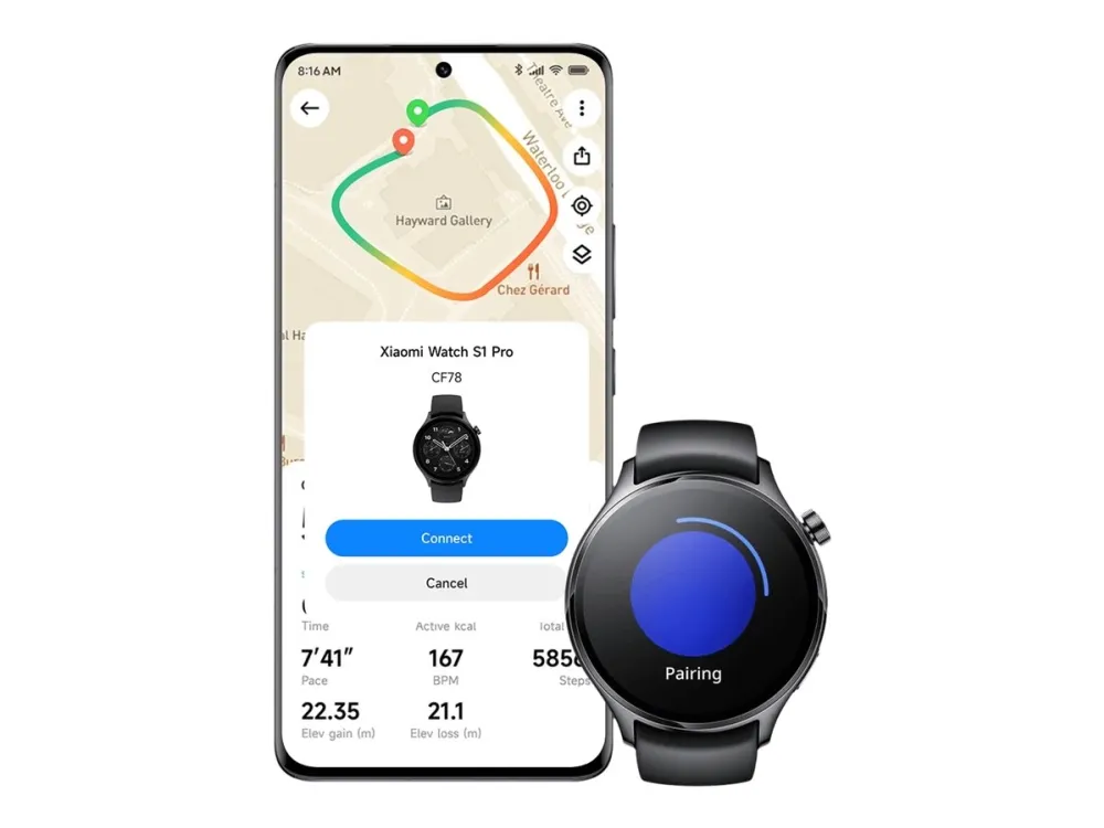 [OUTLET] - Xiaomi Watch S1 Pro - 46 mm - sølv - smart ur med rem - TPU - sort - håndledsstørrelse: 140-210 mm - display 1.47