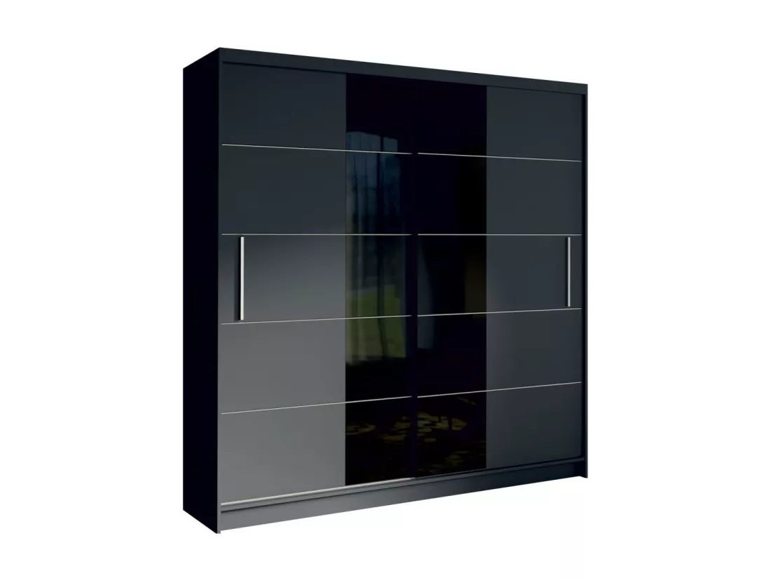 Armoire design 200cm coloris gris graphite et noir collection NARAGO