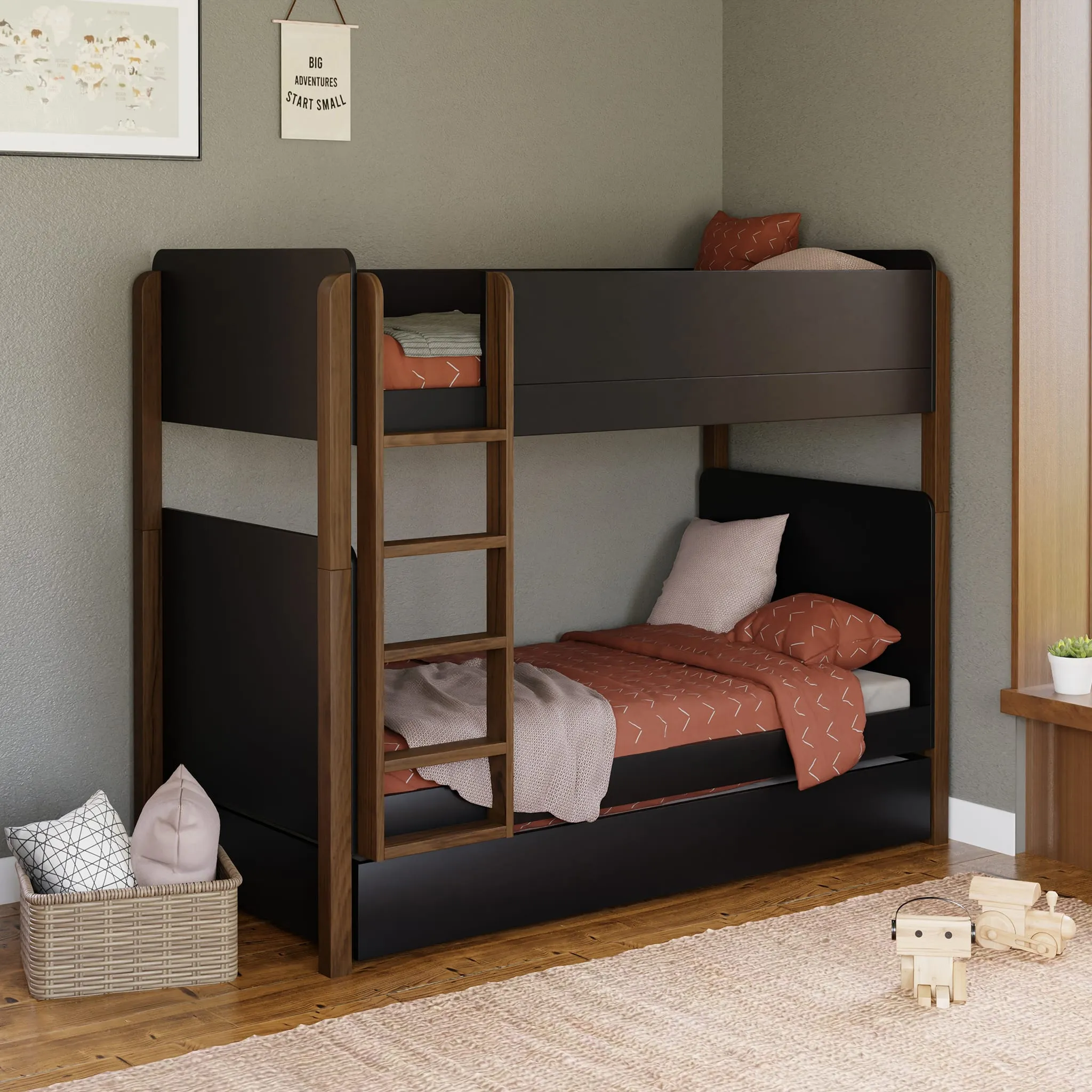 Million Dollar Baby Tiroir de Rangement pour Lit Gigogne Simple Universel - Noir