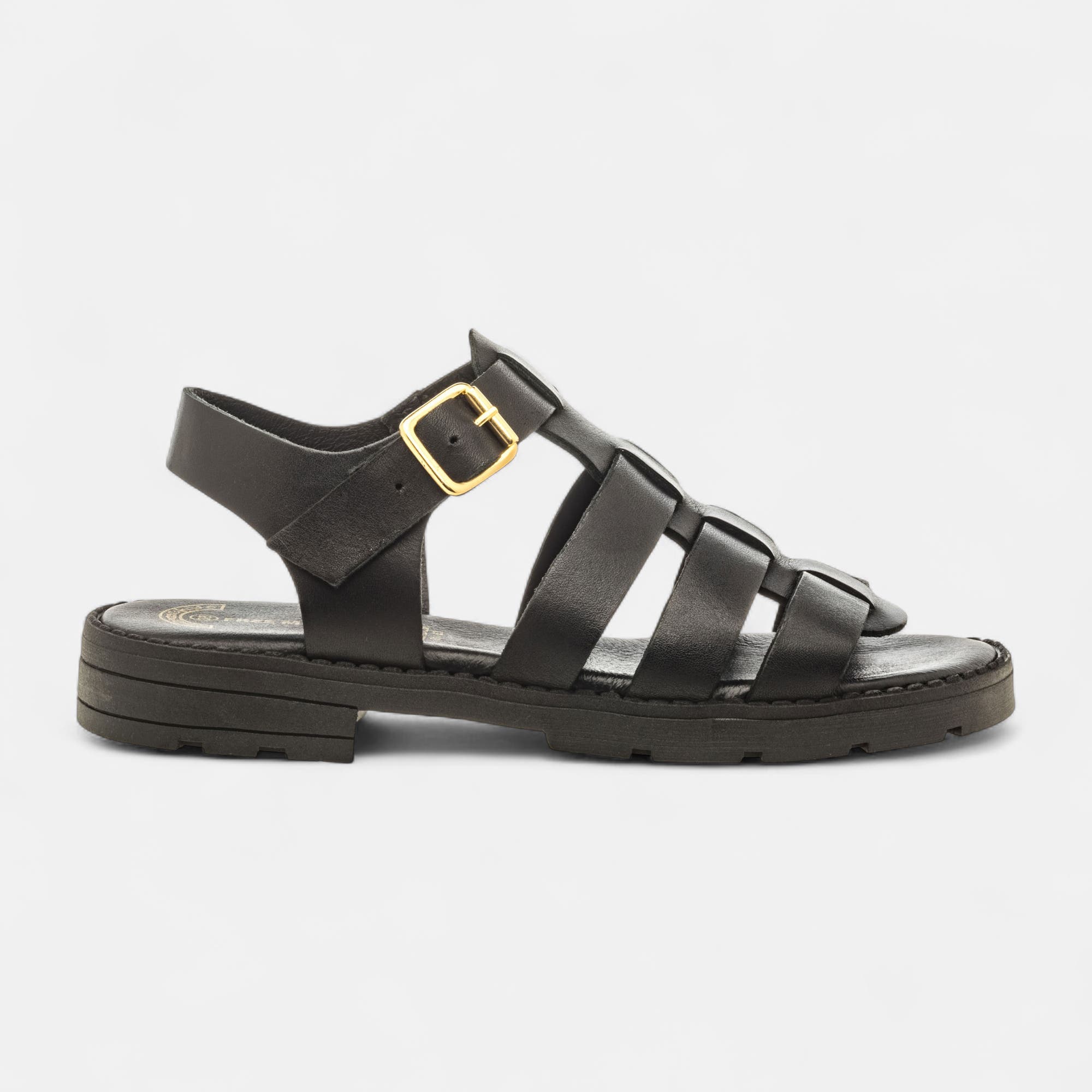 Sandales Femme en cuir noir