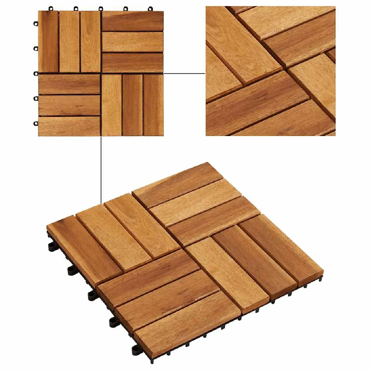 vidaXL Carreaux Terrasse 30x30 Acacia