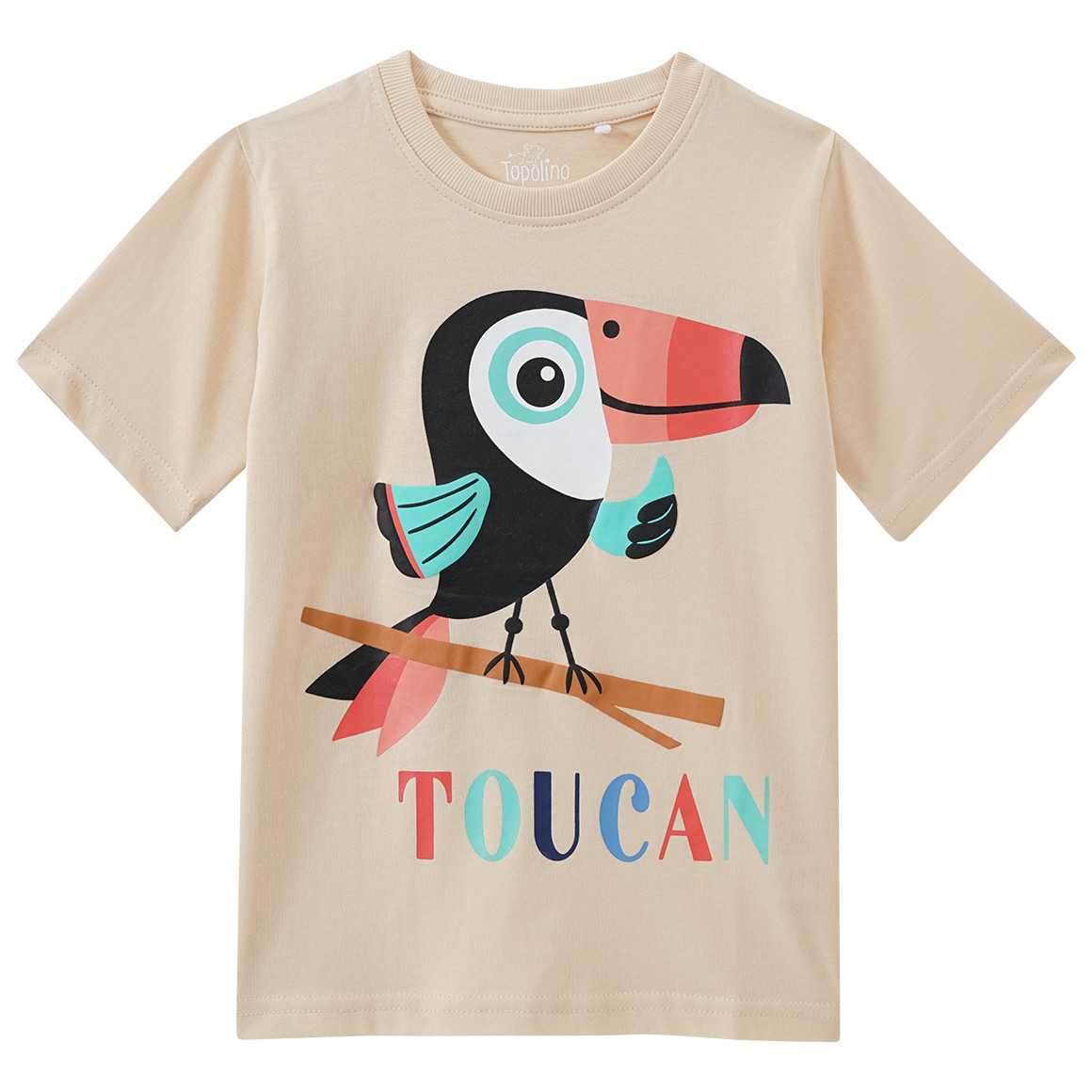 Topolino Kinder T-Shirt mit Tukan-Motiv beige