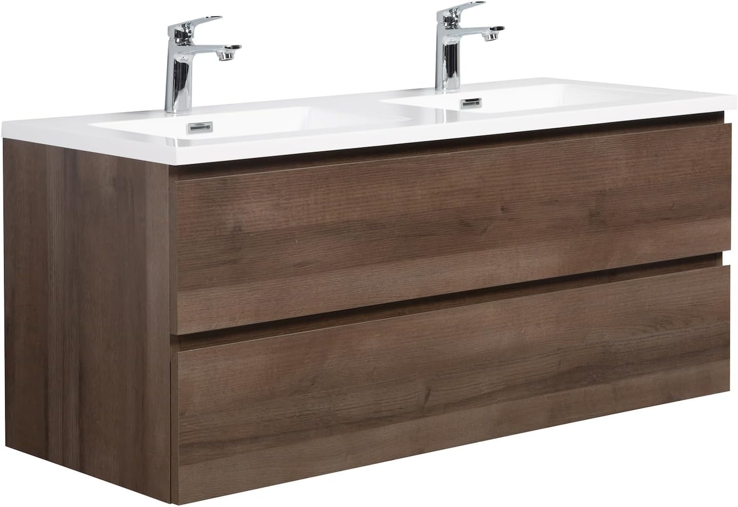 Badezimmer Badmöbel Set Angela 120cm - Braun Eiche - Unterschrank Schrank Waschbecken Waschtisch