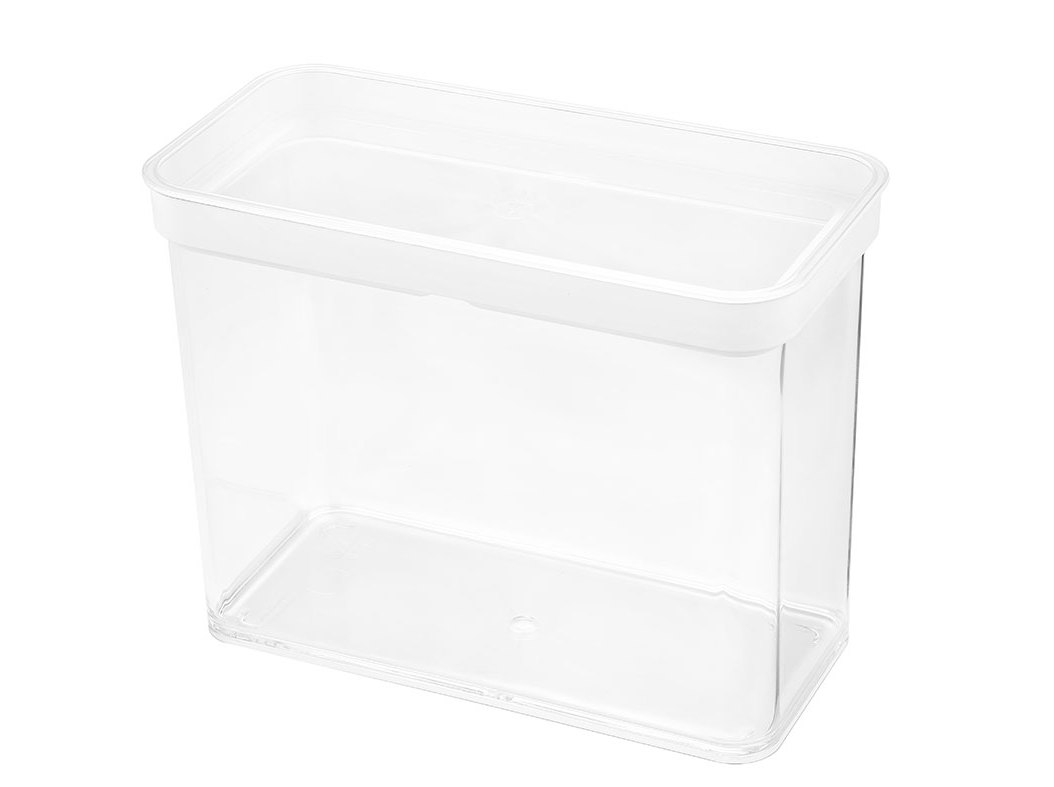 CAIXA EM PLÁSTICO QUADRADA ACTUEL TRANSPARENTE / BRANCO 2.2L