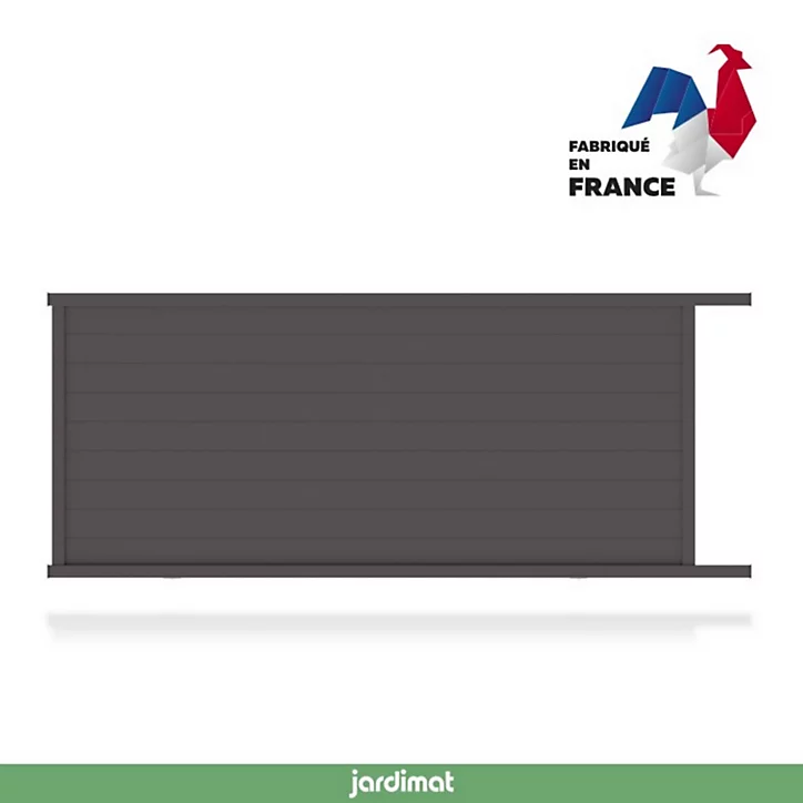 Portail Jardimat coulissant motorisé aluminium Alpes gris antique - 350 x h.160 cm