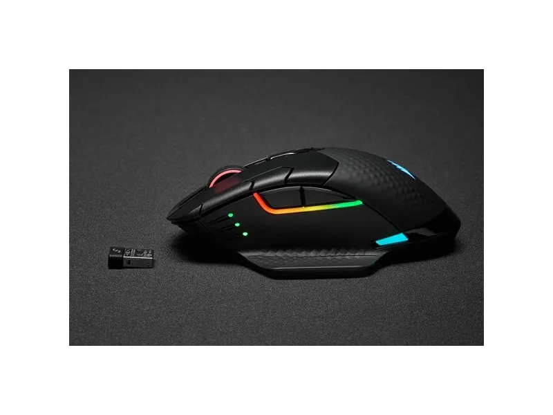 CORSAIR Gaming DARK CORE RGB PRO SE - Mus - optisk - 8 knapper - trådløs, kablet - USB, 2.4 GHz, Bluetooth 4.2 LE - sort