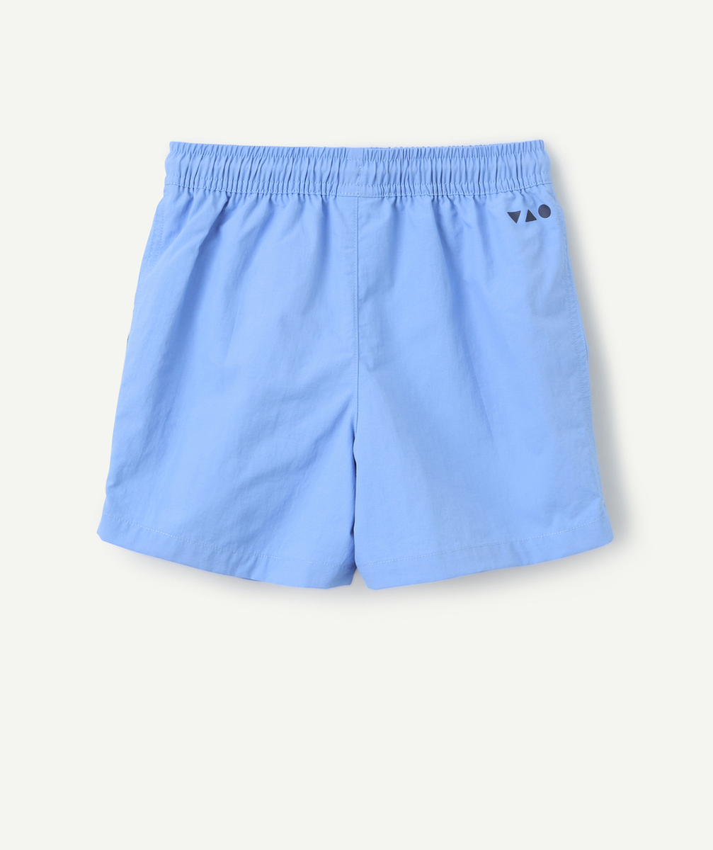 short de bain garçon en fibres recyclées bleu à rayures
