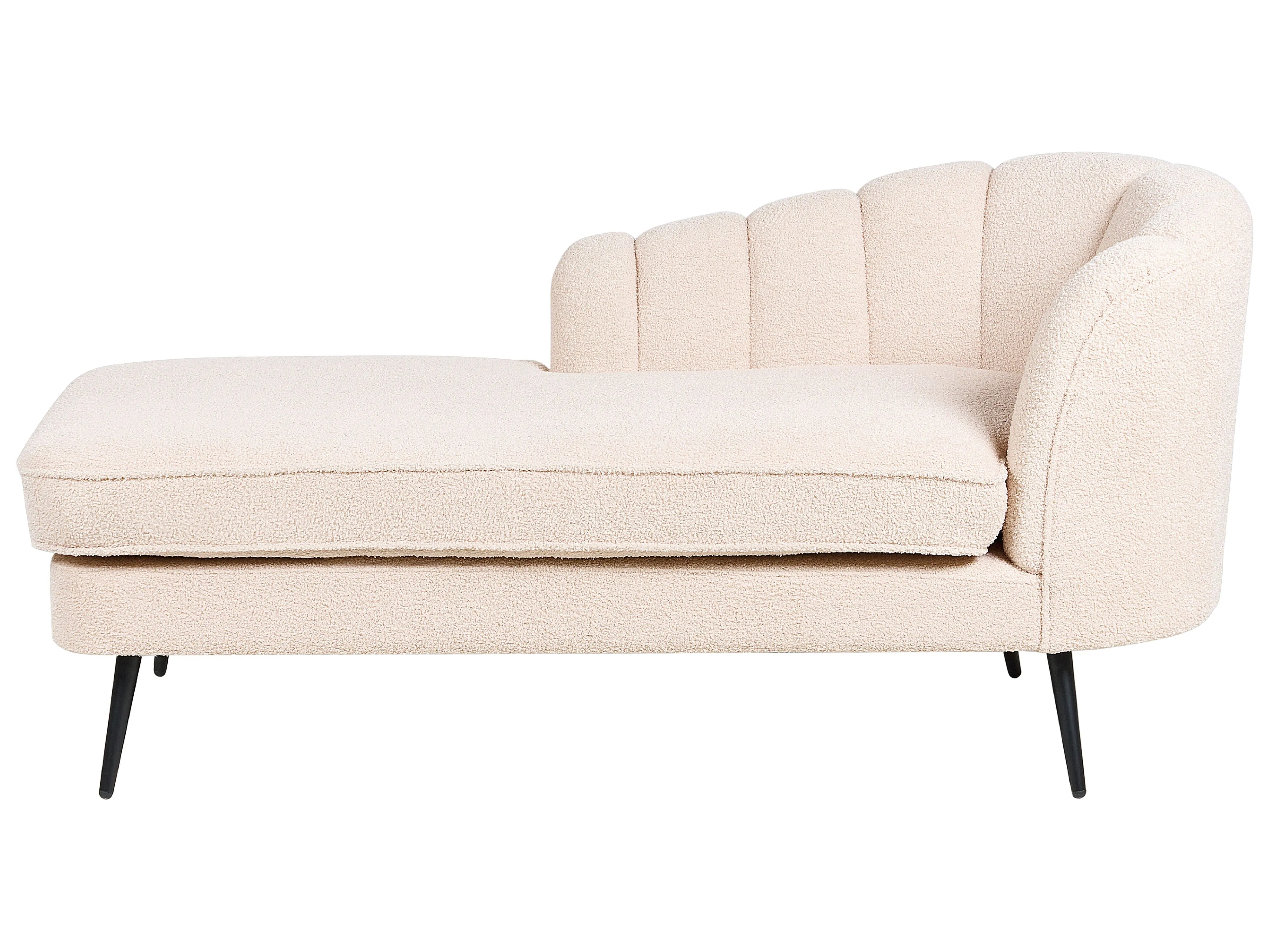 Rechtszijdige chaise longue ALLIER Bouclé Lichtbeige