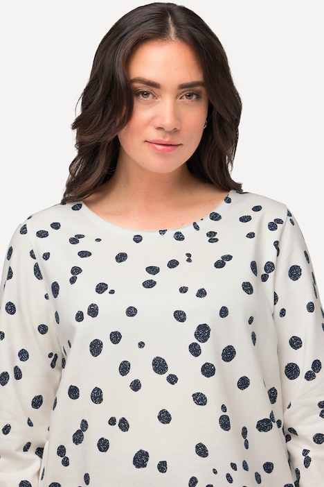 Sweatshirt, Punkte, offenkantig, Rundhals, Langarm