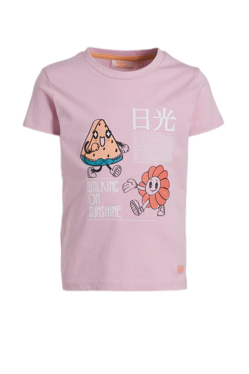 Orange Stars T-shirt Mariska met printopdruk paars