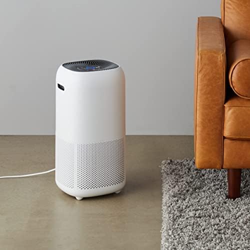 Amazon Basics   Purificateur d'air, Couvre jusqu'à 12 m², Filtres à air True HEPA et au charbon, CADR 100 m²/h, Élimine 99,97 % des allergènes (pollen, poussière, fumée), Prise européenne, Blanc : Cuisine et Maison