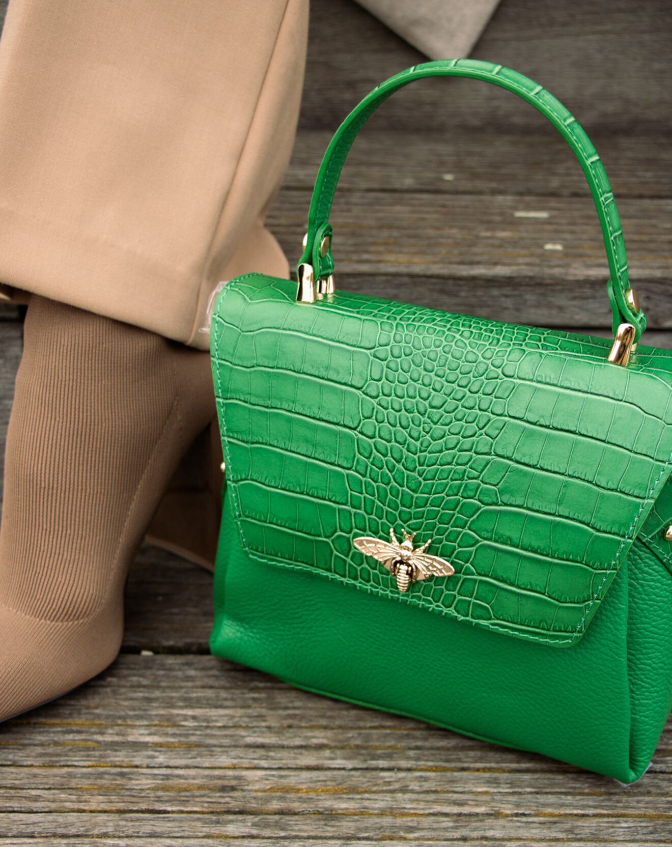 Christian Laurier Sac à main en Cuir Yasmin vert foncé - 22x19.5x10 cm