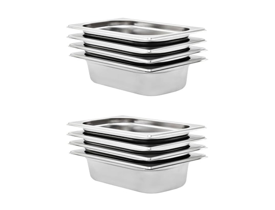 VIDAXL - Bac gastro pro Récipients gastronorm 8 pcs gn 1/4 65 mm acier inoxydable