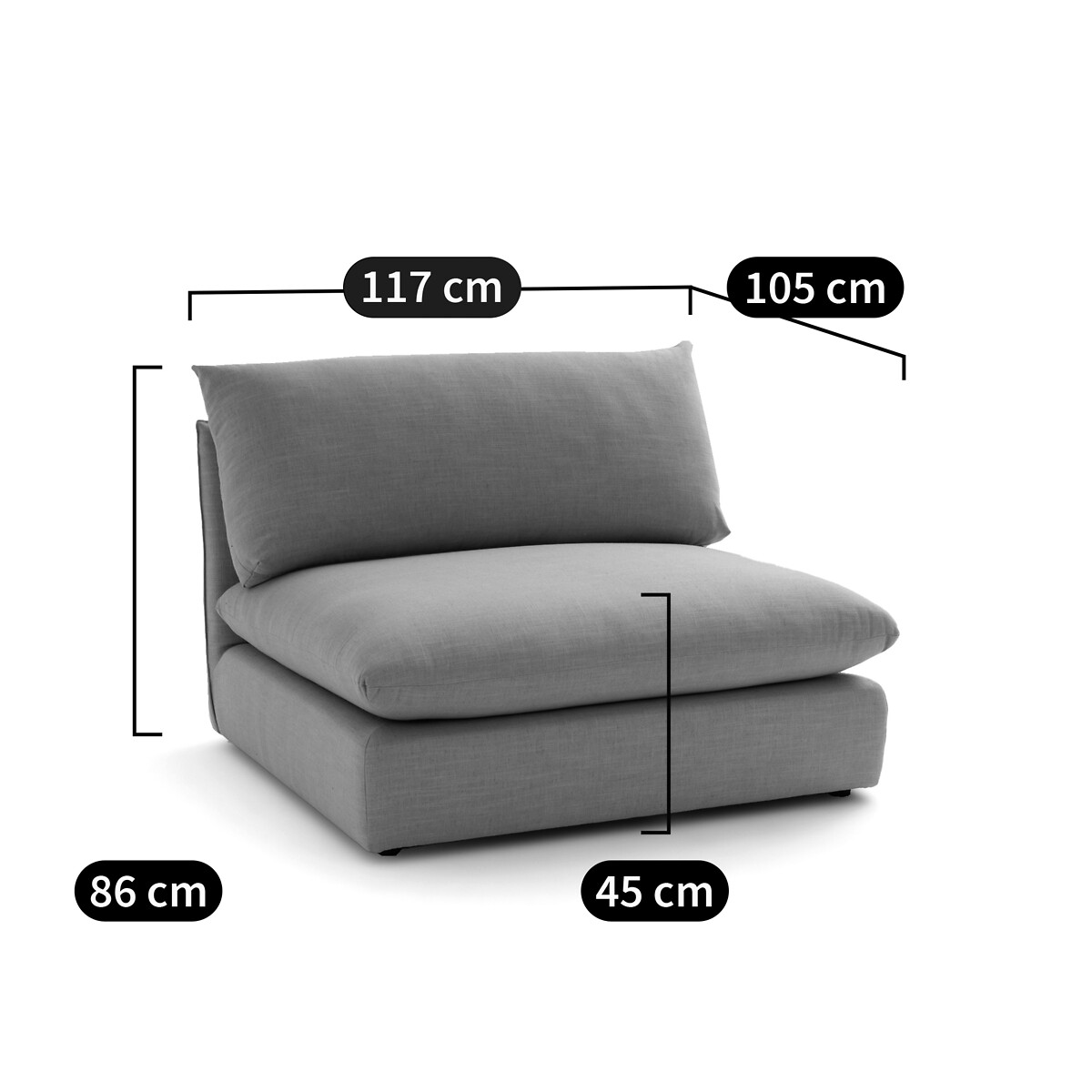 LA REDOUTE INTERIORS<br>Banco modular de getextureerd fluweel, Malo