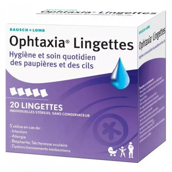Bausch & Lomb Ophtaxia Lingettes Hygiène des Yeux et Cils - 20 unités