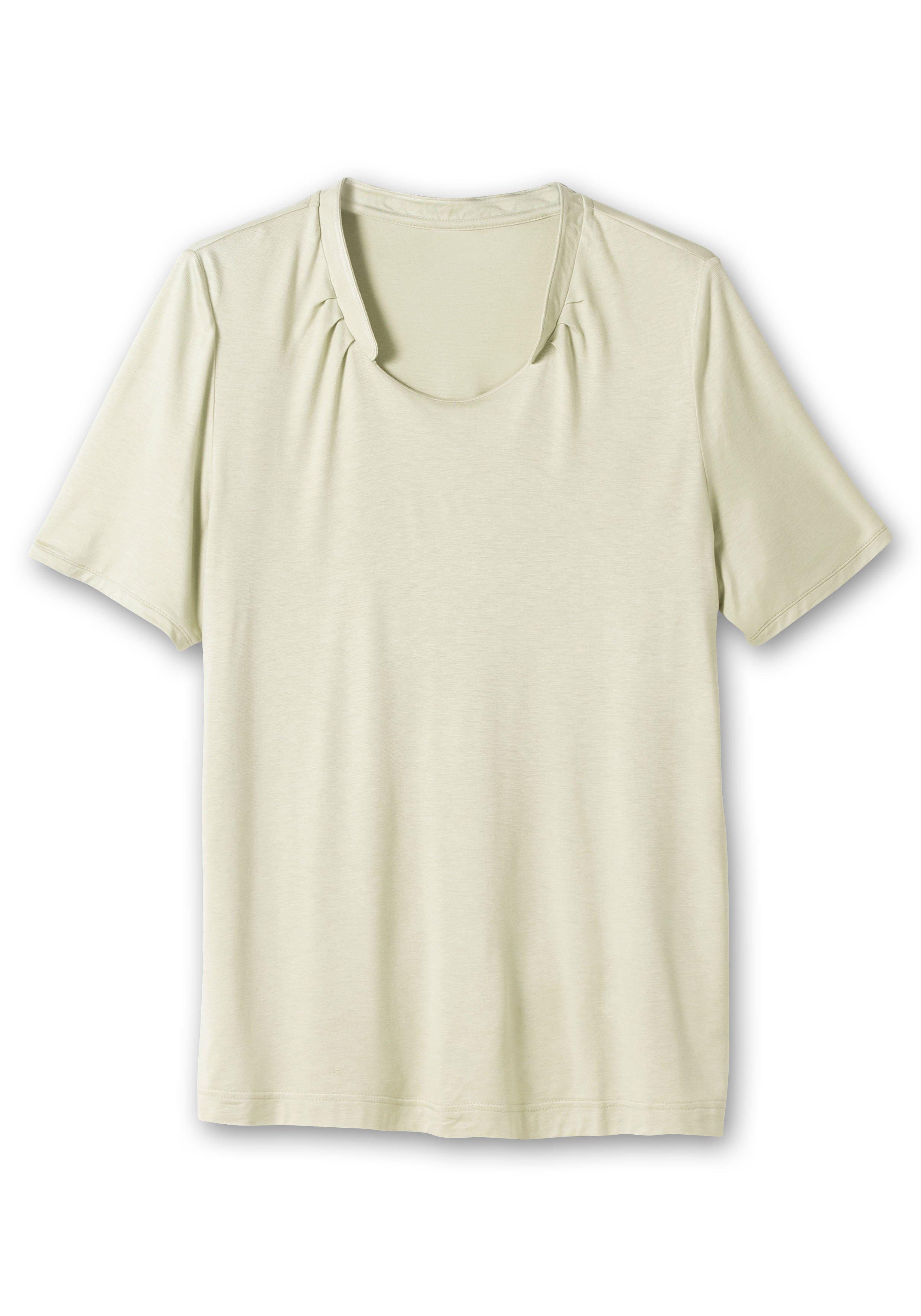 Shirt mit Faltenpartie am Stehkragen