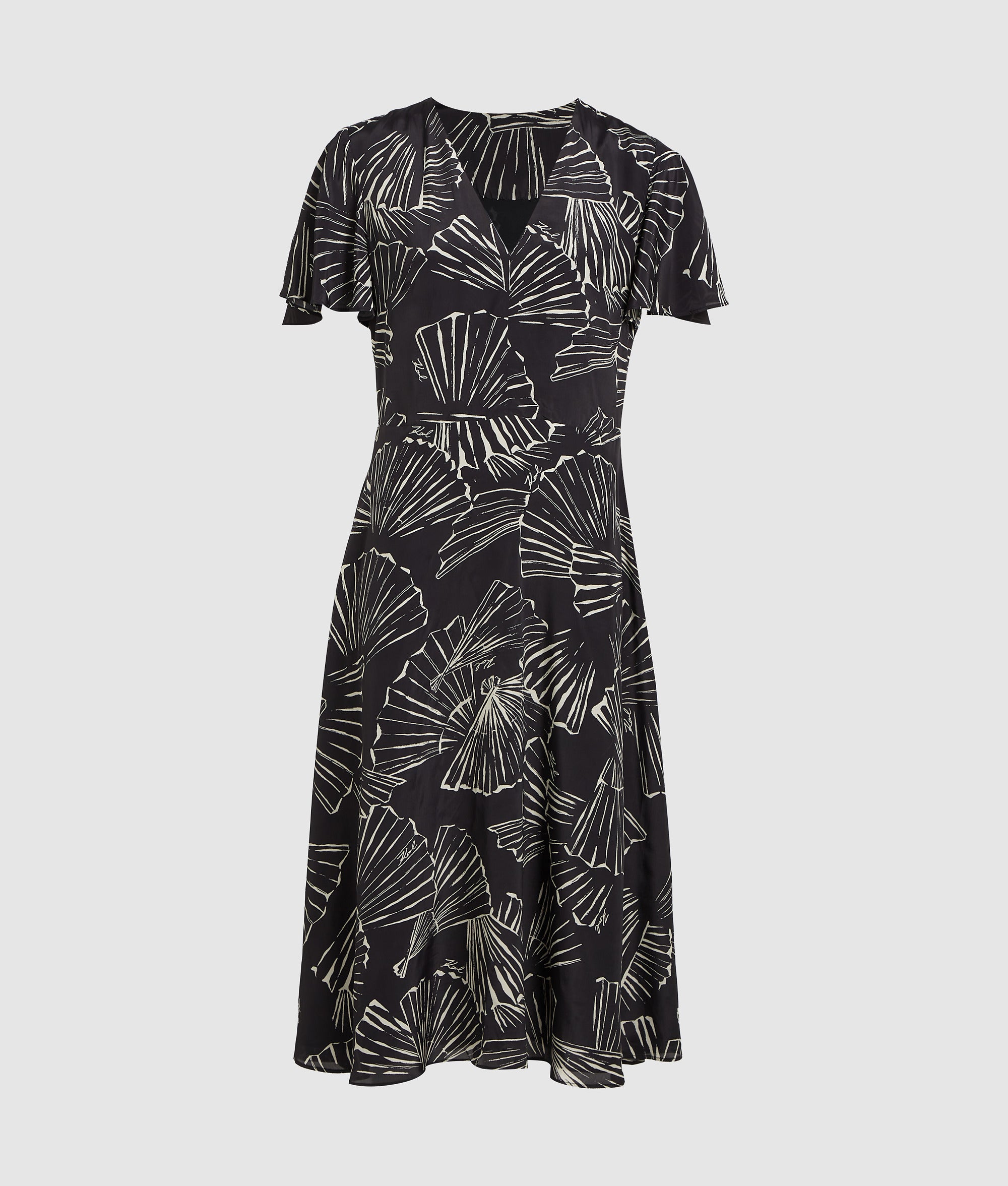 Jurk met V-hals en waaierprint
