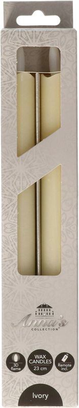 Anna's Collection LED dinerkaarsen - 2x - ivoor - 23 cm - met afstandsbediening