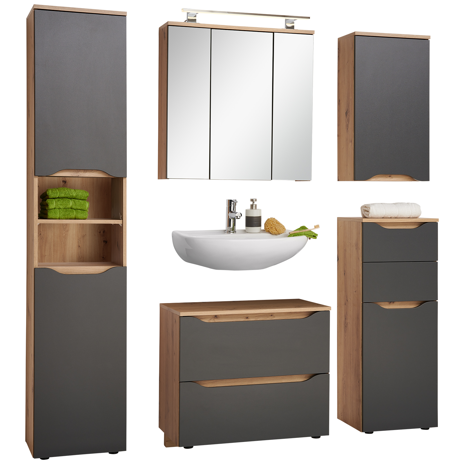 Spiegelschrank - Artisan Eiche - SoftClose - 70 cm