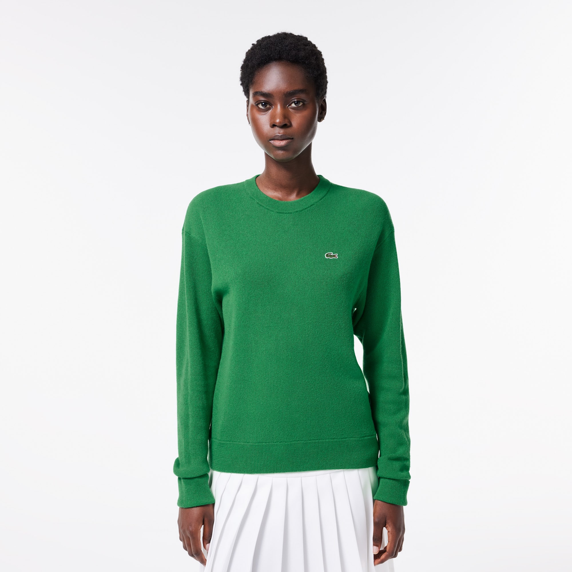 Pull femme Lacoste col rond en laine Pullovers - Vert - Lacoste - Femme