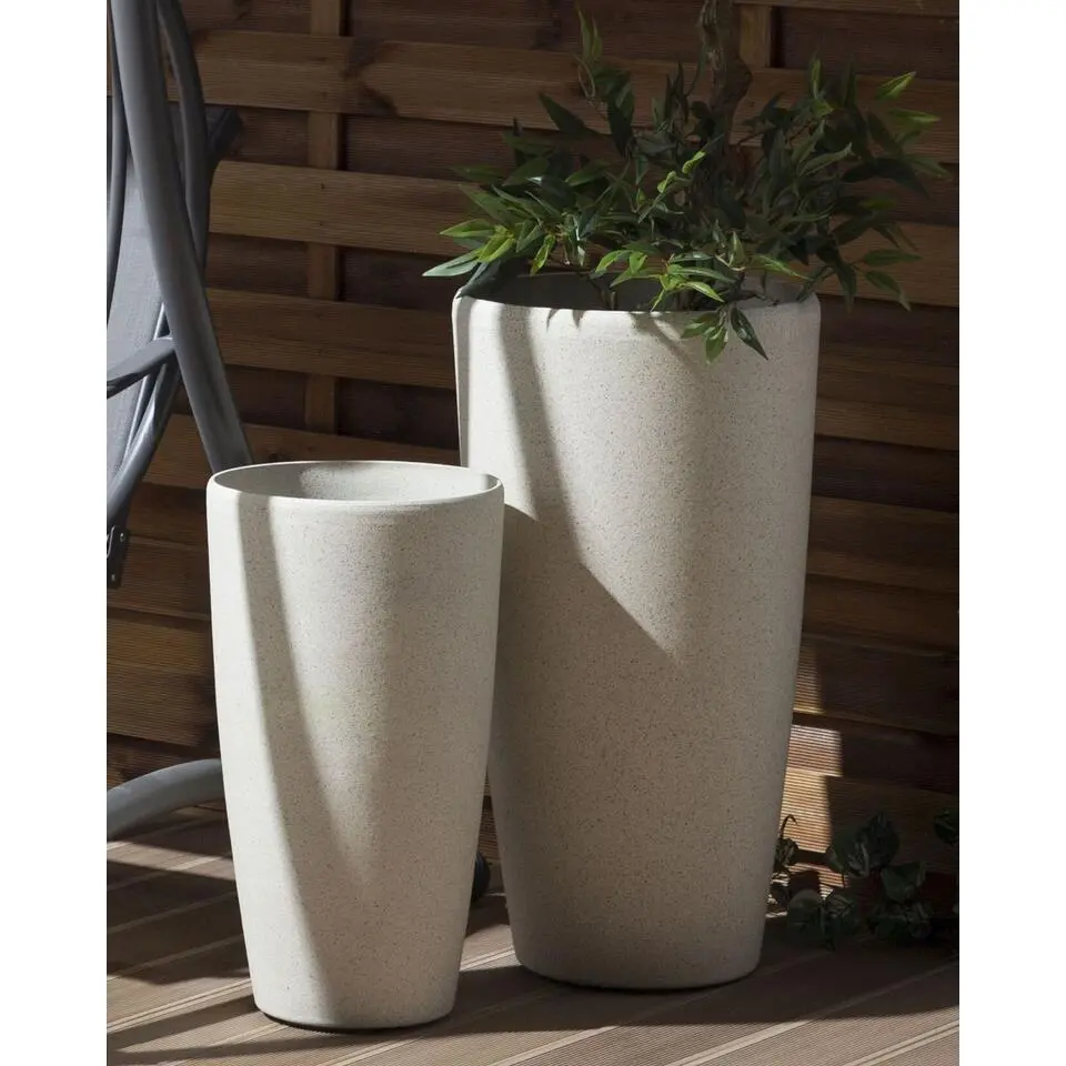 ABDERA - Bloempot set van 2 - Beige - Klein - Stenenmix