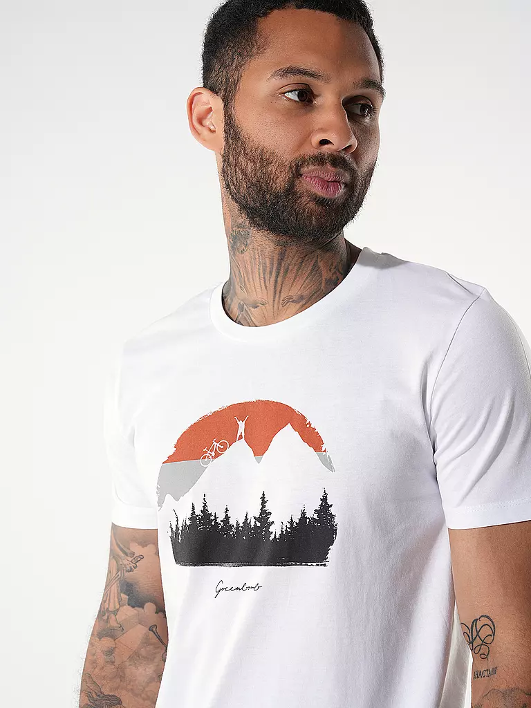 GREENBOMB T-Shirt GUIDE NATURE FOREST HAPPY weiss