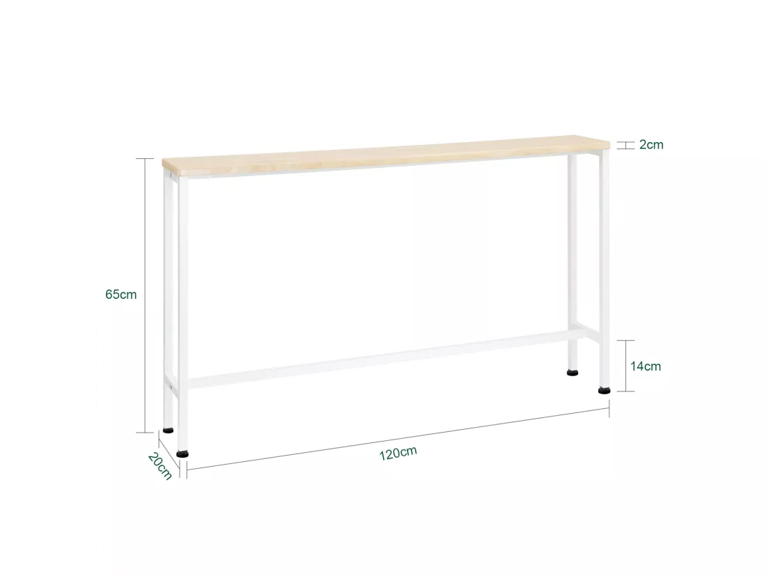 FSB19-Z Table Console Table d'appoint Cadre et 4 Pieds en Fer