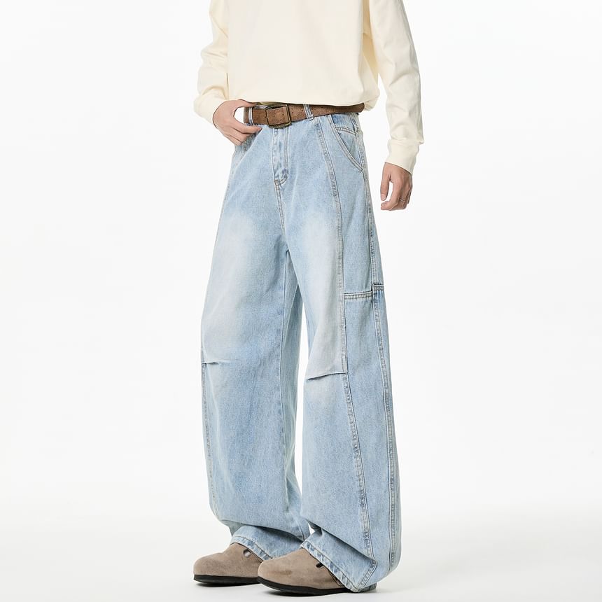GRAYCIOUS - Mid Rise Washed Wide Leg Jeans