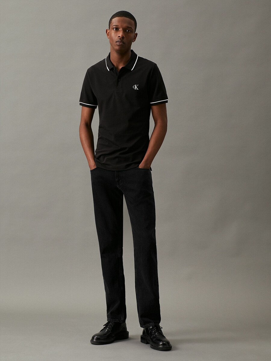 CALVIN KLEIN JEANS<br>Polo slim em jersey piqué, Tipping
