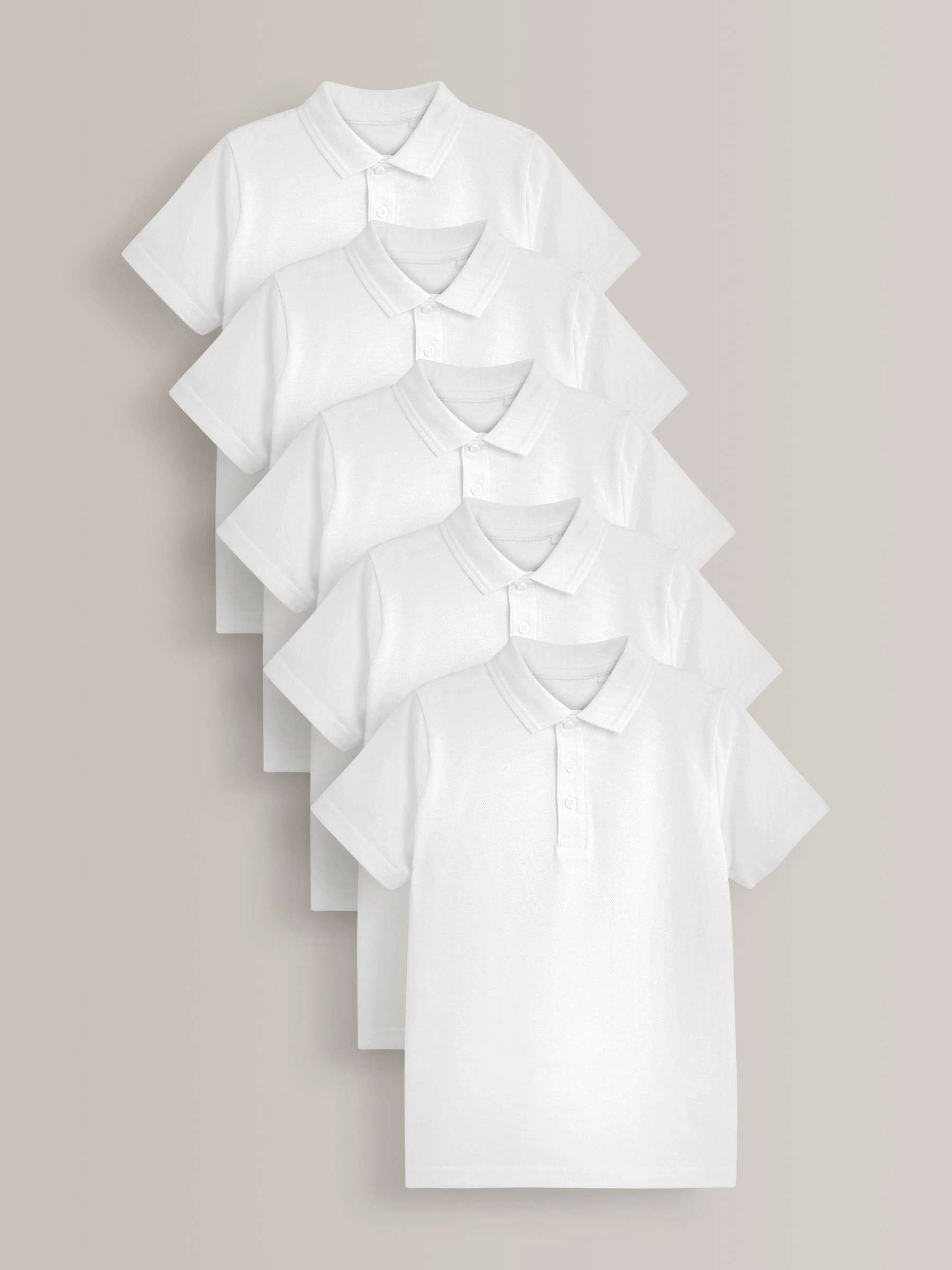 Wit - Verpakking van 5 katoenen poloshirts met korte mouwen voor school (3-16jr)