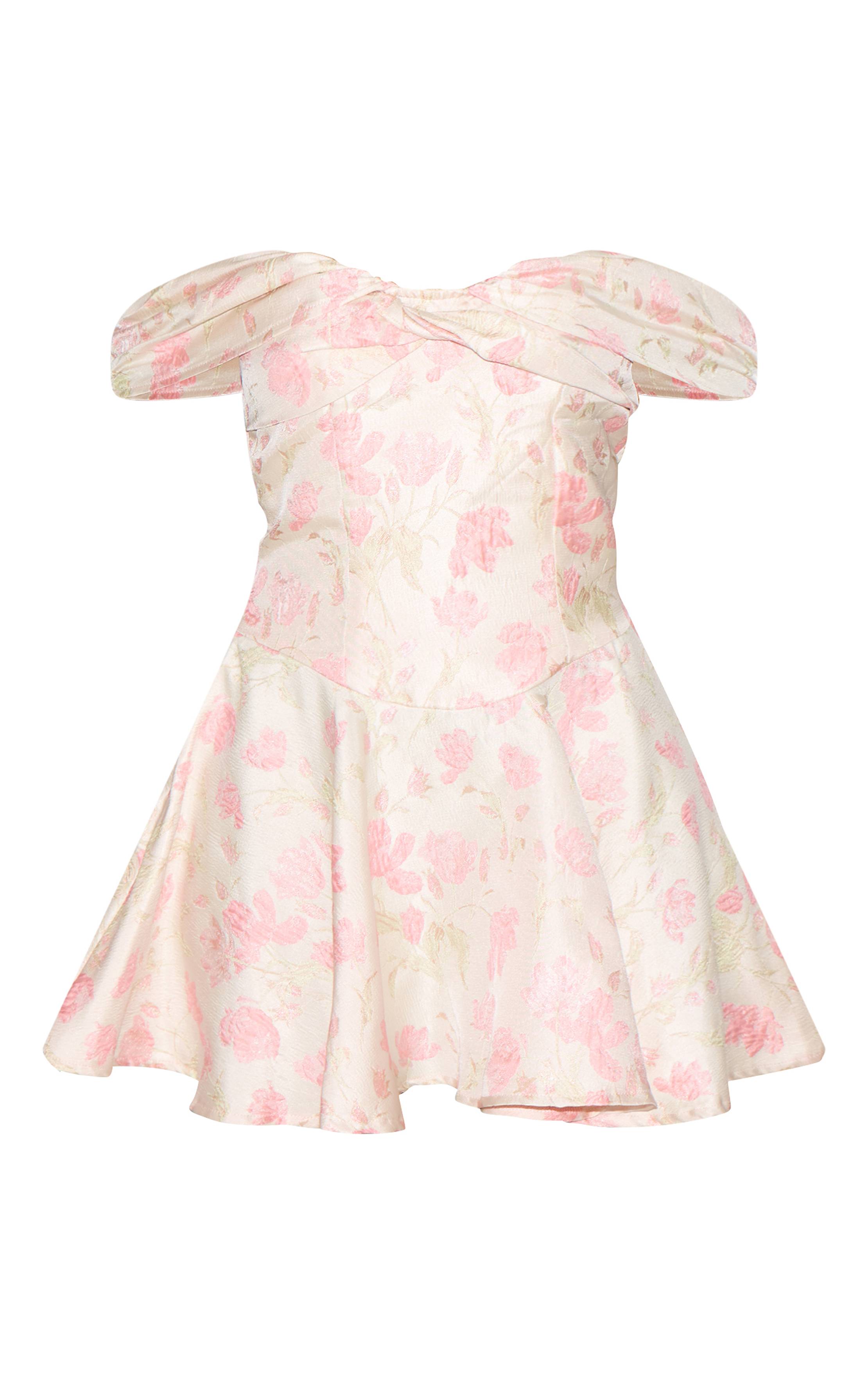 Rose Robe Droite Jacquard À Épaules Dénudées