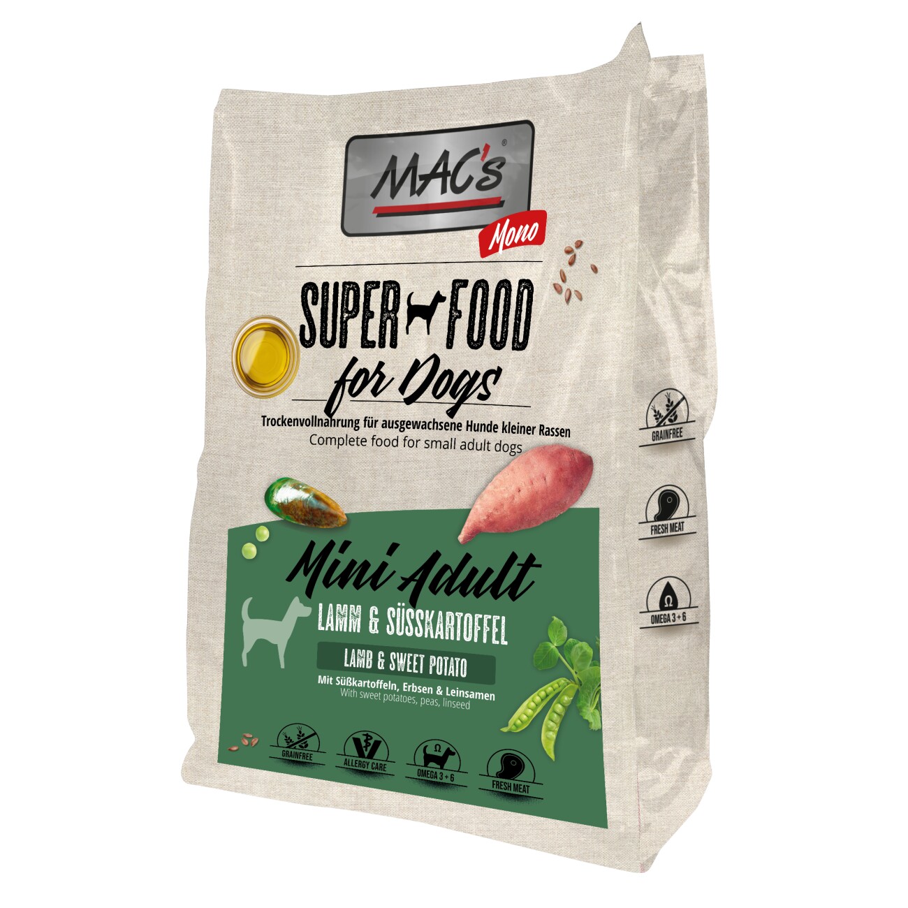 MAC's Dog Mono Mini Adult Trockenfutter Lamm und Süßkartoffel 3 kg