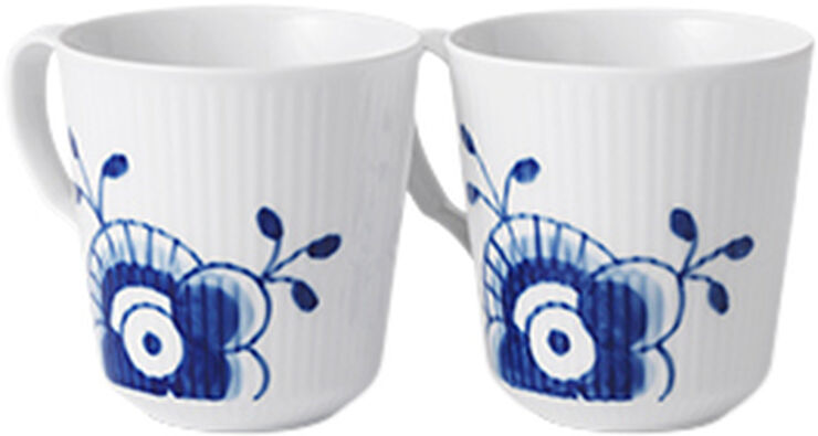 Royal Copenhagen BLÅ MEGA RIFLET 2-PAK KRUS 28 CL Hvid