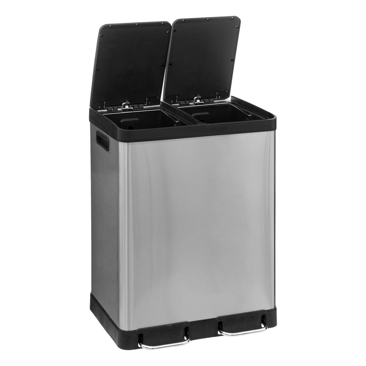 POUBELLE DE TRI A PEDALE ARIANE 2 X 30L METAL INOX