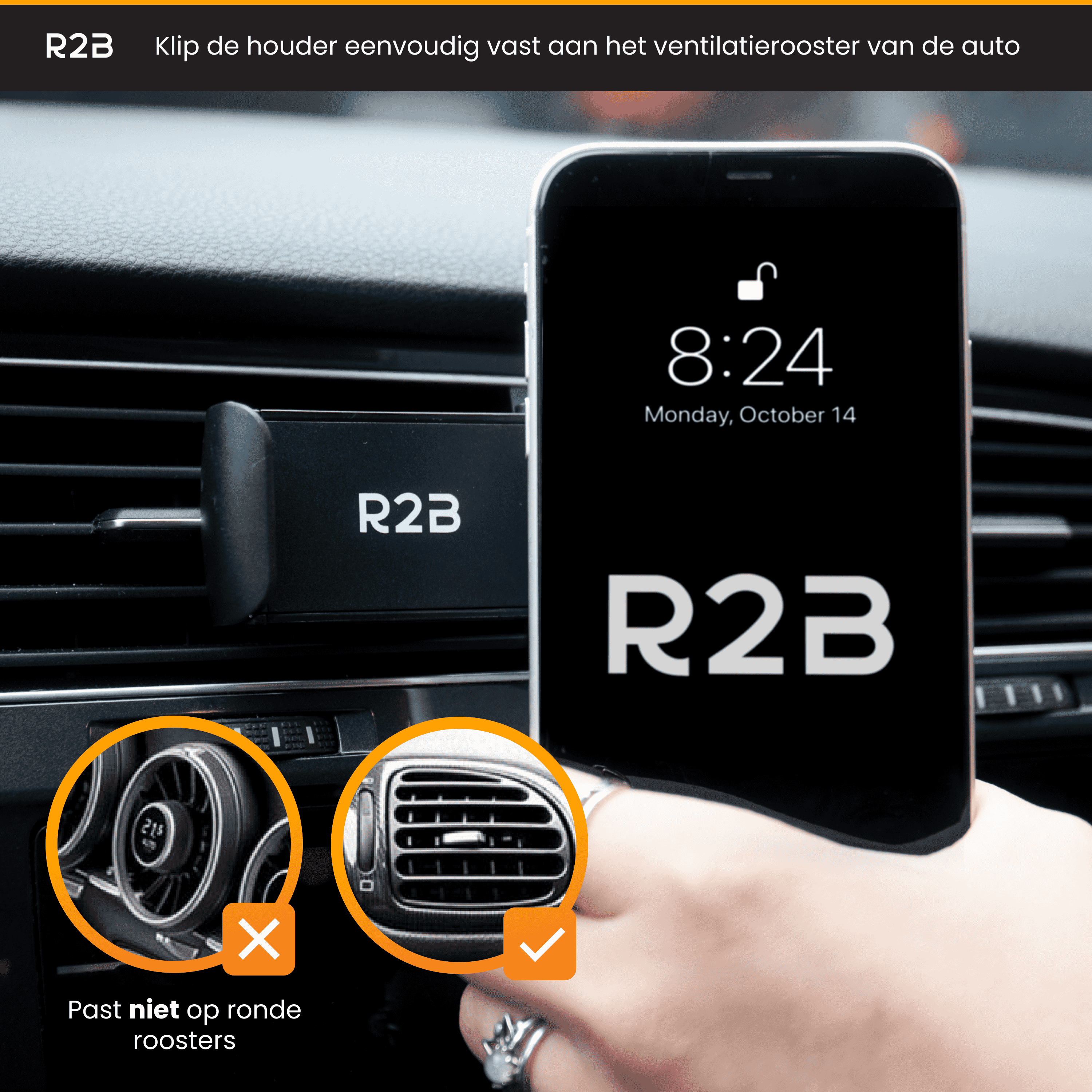 R2B Ventilatie Rooster Auto Telefoonhouder