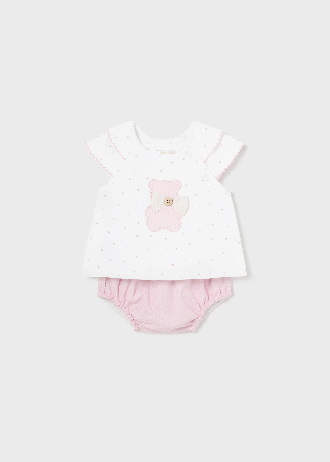 Conjunto de algodão Better Cotton para recém-nascido, 2 peças, com estampa de eucalipto.