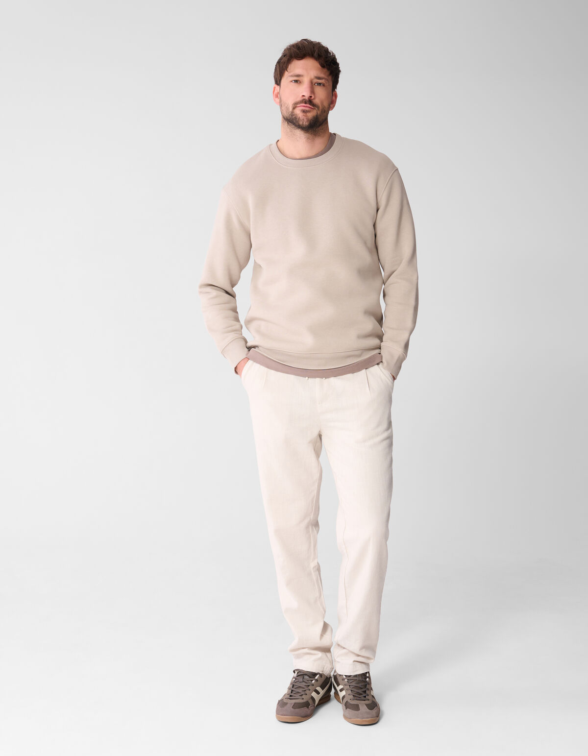 Structuur Regular Fit Broek Zand