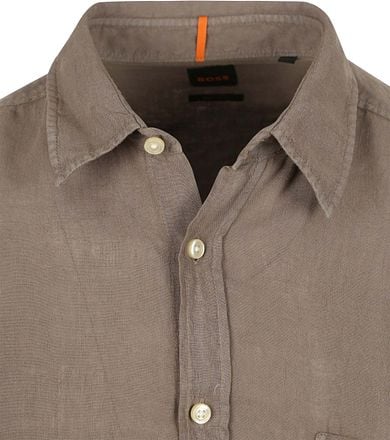 BOSS Relegant Overhemd Linnen Taupe 50537381-294 kopen