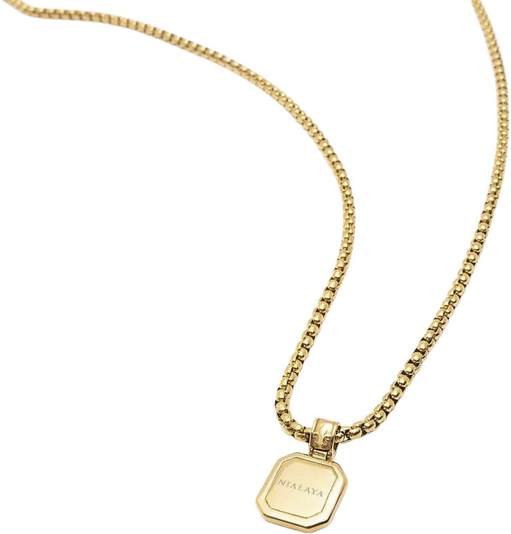 Nialaya Gold Plated Necklace with Square Blue Lapis Pendant Blue