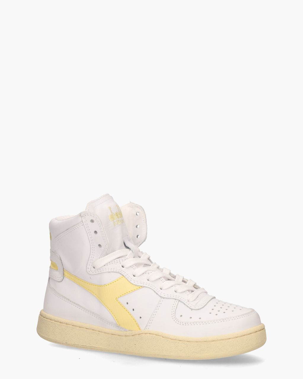 Diadora Heritage Mi Basket Used Wit/Lichtgeel Damessneakers