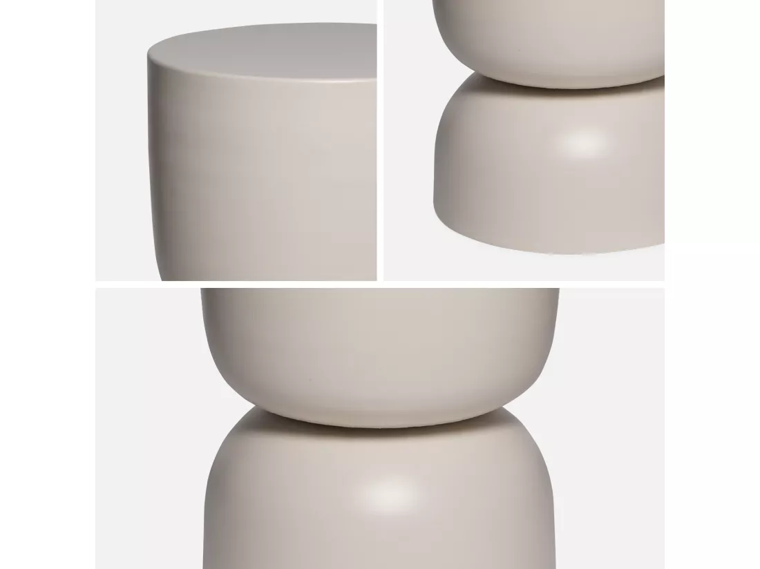 Table d'appoint. bout de canapé. table de chevet en métal. crème. Madi. Ø32 x H 42cm
