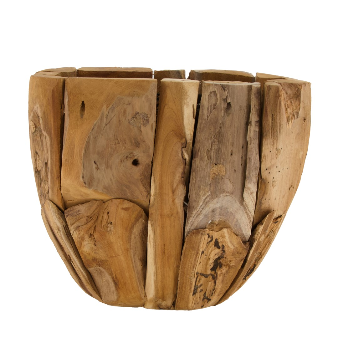 Bloempot natural teak M