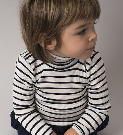 Minimalisma Bluse m. Rollkragenpullover - Rib - Seide/Baumwolle