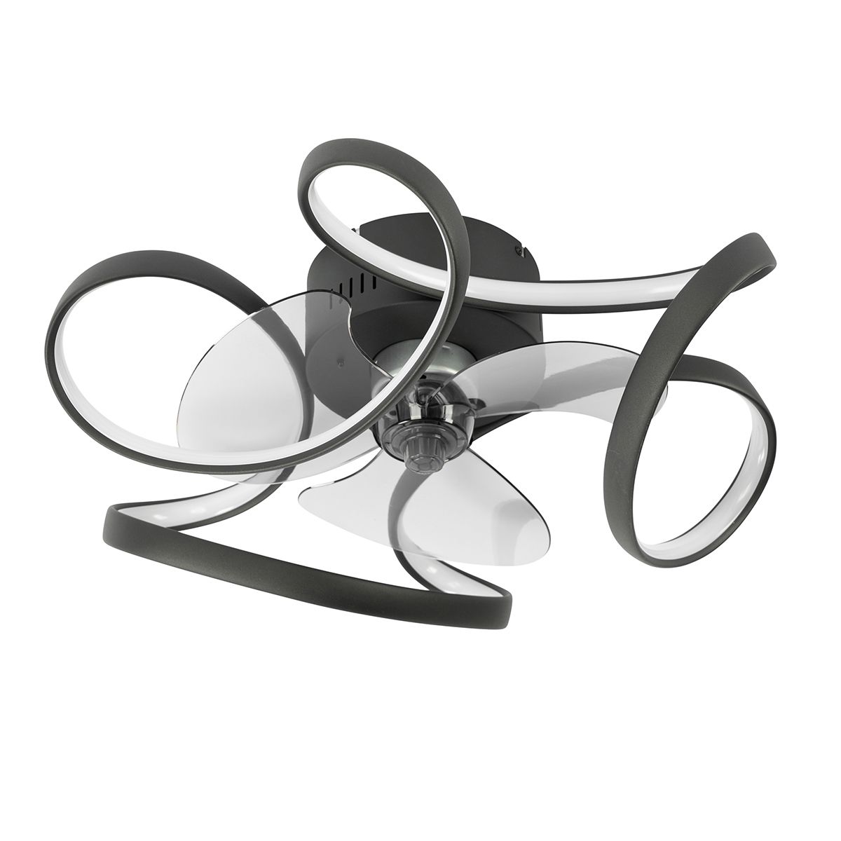 Plafondventilator zwart 55cm incl. LED dimbaar met afstandsbediening - Mandy