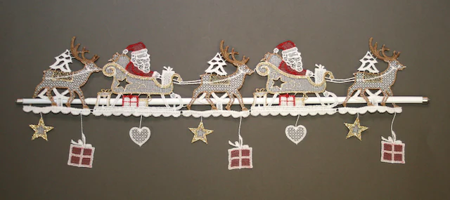 Stickereien Plauen Scheibengardine »Weihnachtsmann« Stangendurchzug 1 Stk. tlg. Fensterdekoration 